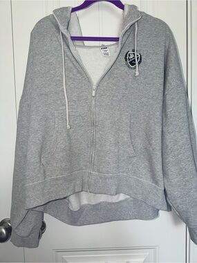 PINK VICTORIAS SECRET  Zip-Up Hoodie with Crest - Comfortable Women's Top